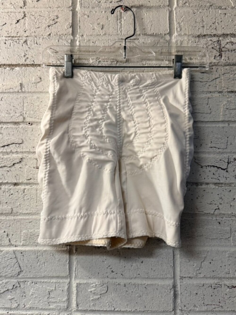 Vintage White Long Leg Girdle Shapewear High Waist Open Gusset Pinup Lingerie